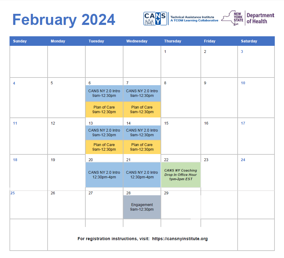 CANSNY Training Calendar 2024 CANSNY Institute Resources and