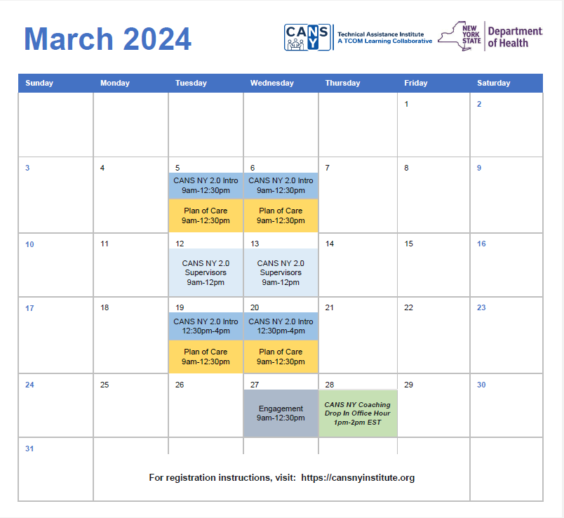 CANSNY Training Calendar 2024 CANSNY Institute Resources and
