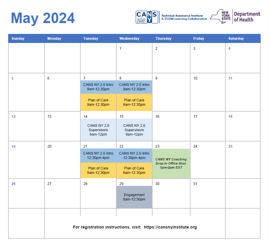 CANSNY Training Calendar 2024 CANSNY Institute Resources and